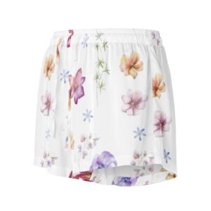 Sunlit Bloom pajama shorts with floral print, piping detail, and drawstring waist